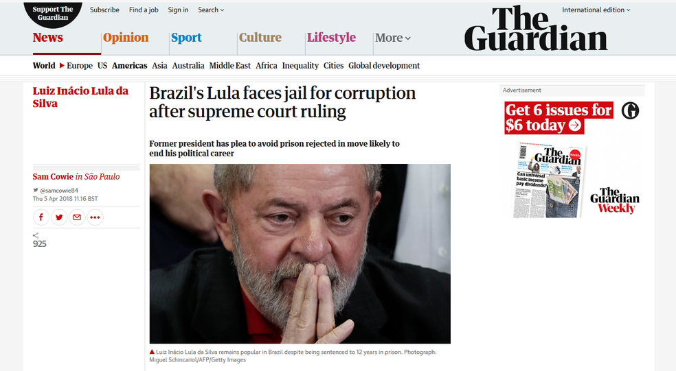 The Guardian (Foto: Reprodução/ G1)