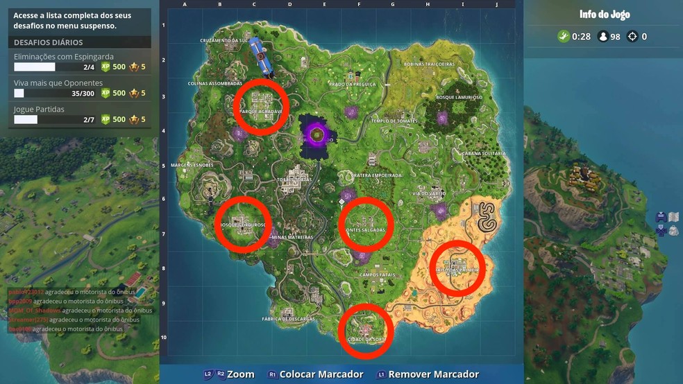 fortnite como completar o desafio das campainhas de halloween foto reproducao murilo - mapa semana 4 fortnite