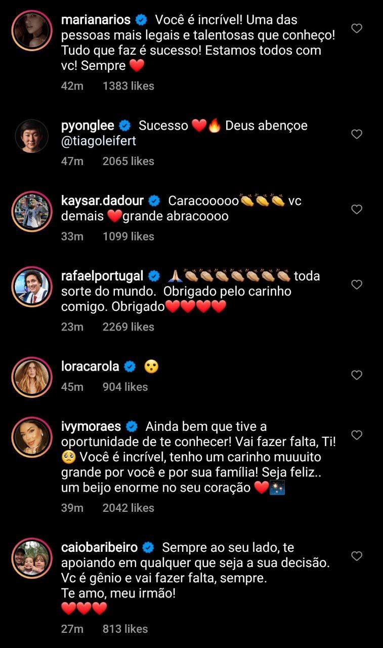 Famosos sobre Tiago Leifert deixando a Globo (Foto: Reprodução/Instagram)