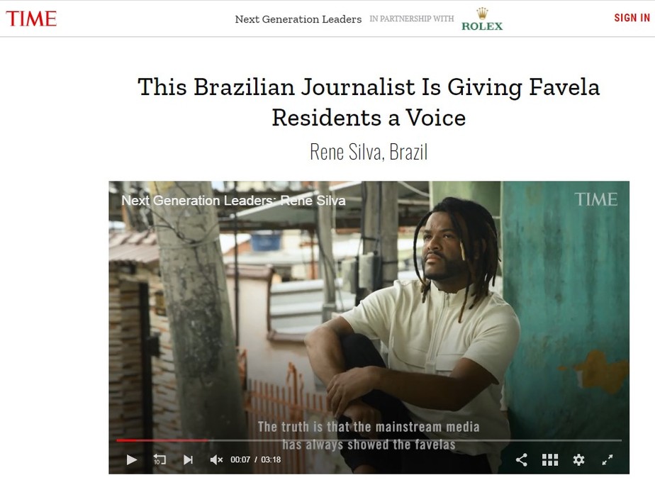 Renê Silva é eleito líde da nova geração pela revista 'Time'