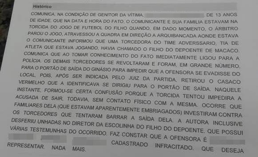 Ocorrência foi registrada na polícia após menino ouvir xingamentos racistas em Caxias do Sul — Foto: Tainara Alba/RBS TV