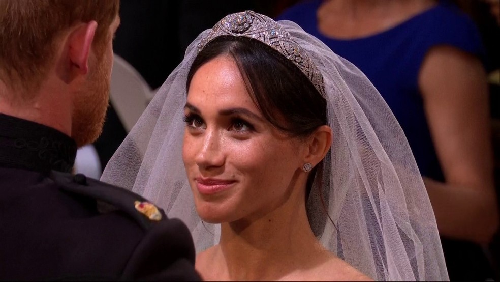 Meghan Markle no altar  (Foto: ReproduÃ§Ã£o/TV Globo)