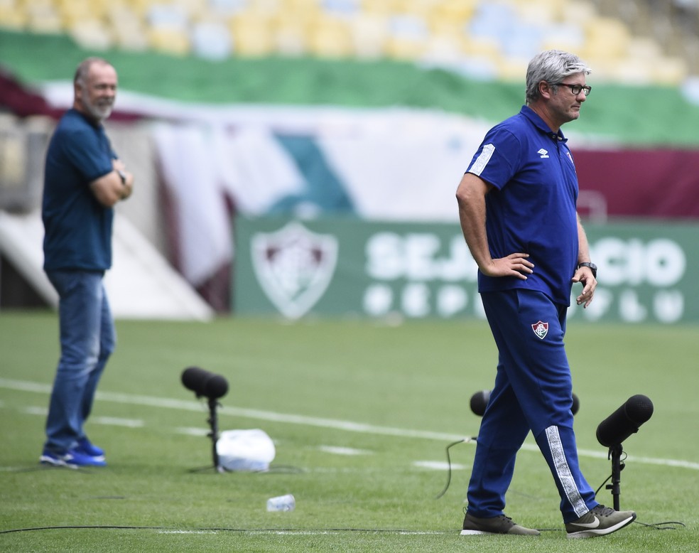Mano Menezes e Odair Hellmann, em Fluminense x Bahia - 15ª rodada do Campeonato Brasileiro 2020 — Foto: André Durão