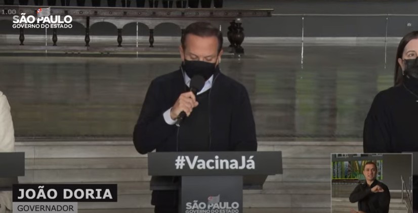 Doria em coletiva de imprensa (Foto: Reprodução: Youtube)