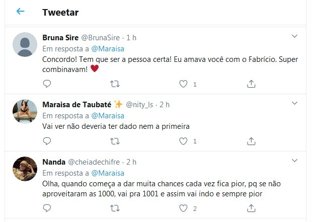 Fãs comentam tweet de Maraisa (Foto: Reprodução/Instagram)