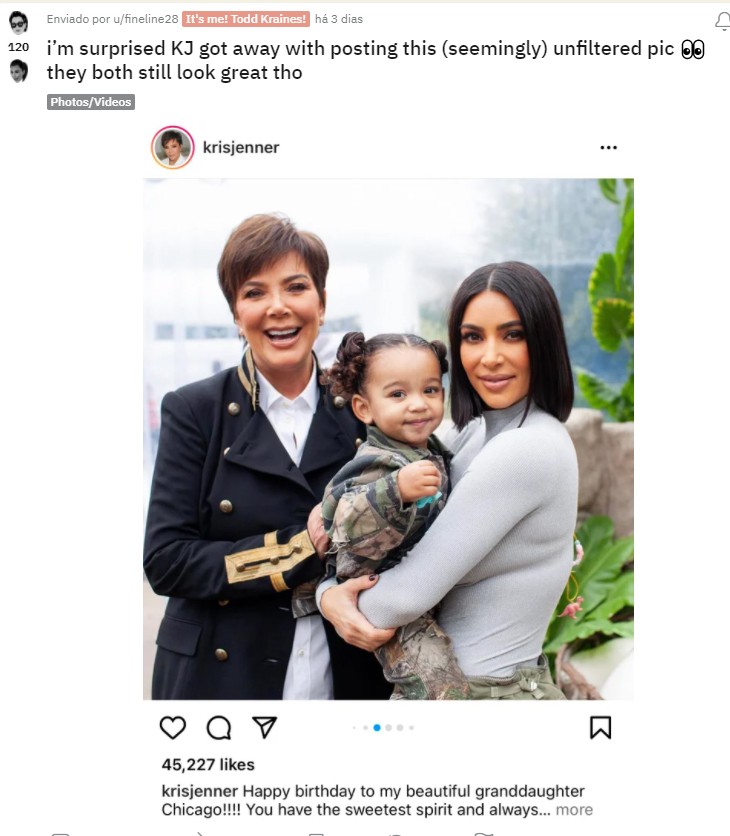 O post deletado de Kris Jenner (Foto: Reprodução / Instagram)
