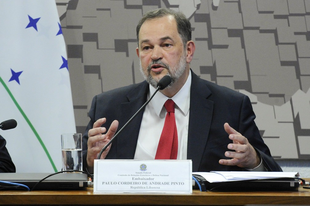 Embaixador do Brasil no Líbano, Paulo Cordeiro de Andrade Pinto, durante sabatida no Senado em 2018. — Foto: Geraldo Magela/Agência Senado