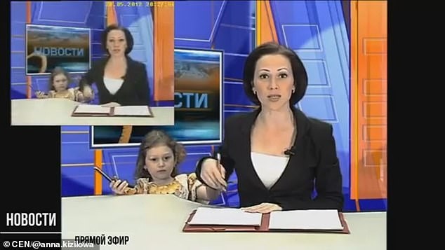 Apresentadora russa foi surpreendida pela filha (Foto: Reprodução)