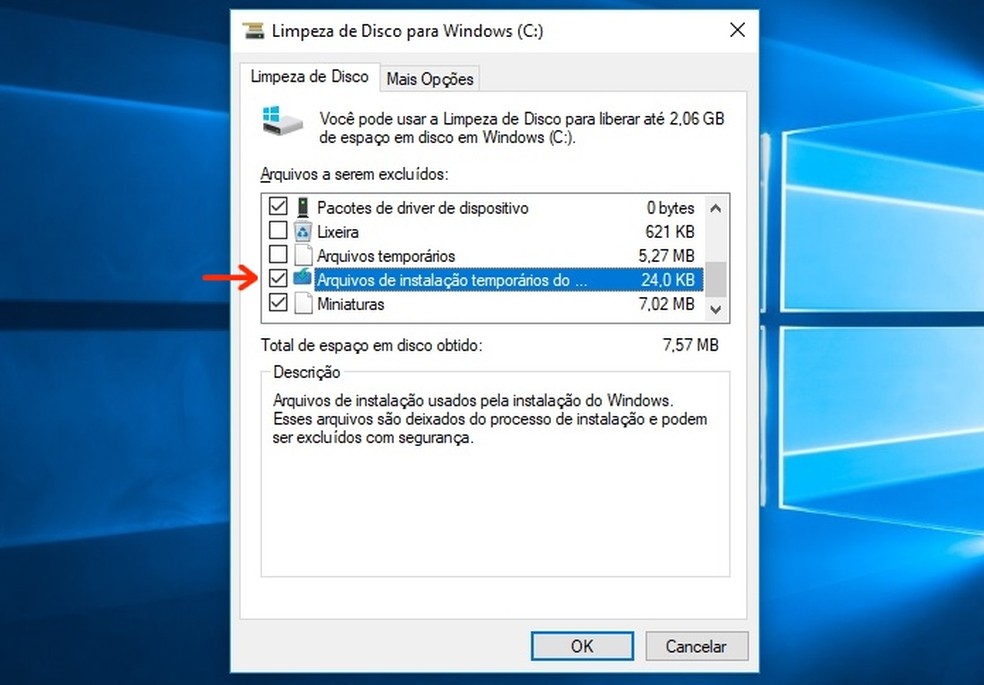 Exclusão de arquivos de instalação temporários do Windows 10 (Foto: Reprodução/Raquel Freire)