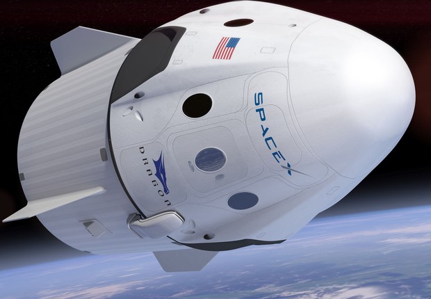 A cápsula Dragon da SpaceX: empresa de Elon Musk quer colocar carro na órbita do planeta (Foto: SpaceX)