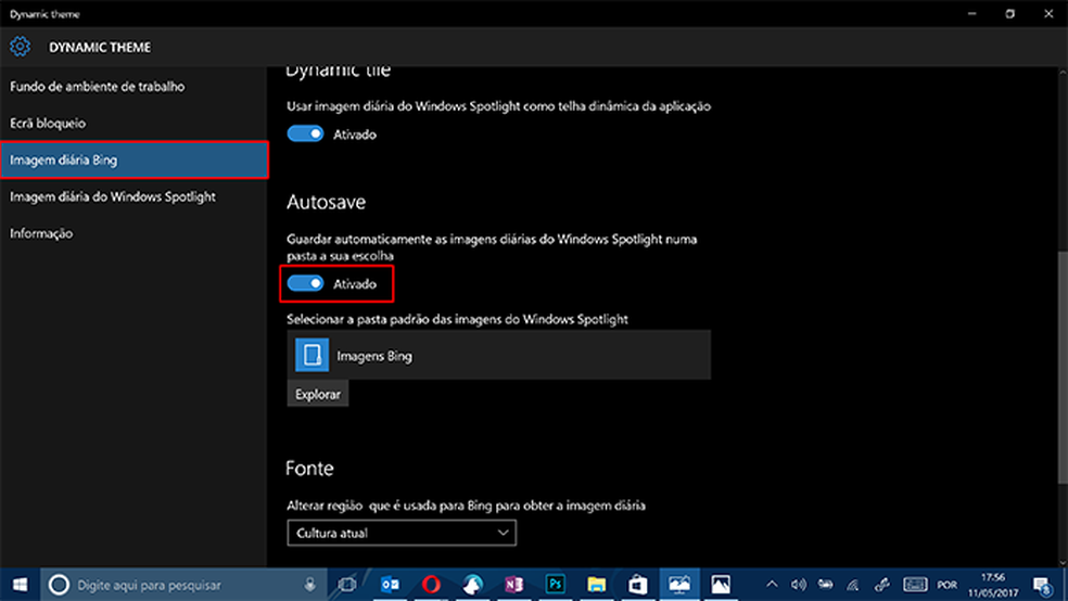 Windows 10 como salvar o papel de parede diário da tela de bloqueio