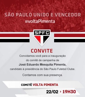 Lançamento da campanha de Pimenta para presidente do São Paulo (Foto: Divulgação)