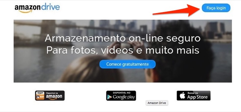 Ação para visualizar a tela de login do Amazon Drive na web — Foto: Reprodução/Marvin Costa
