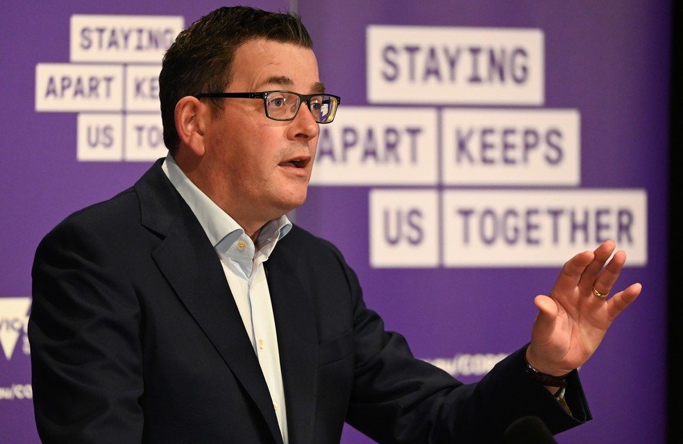 O primeiro-ministro de Victoria Daniel Andrews fala durante uma coletiva de imprensa em Melbourne, na Austrália, nesta quarta-feira (22) — Foto: William West/AFP
