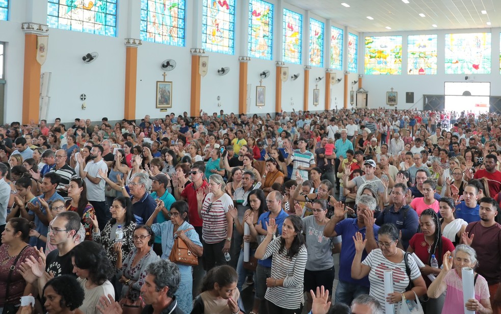 Celebrações no Santuário Basílica de Trindade durante Festa do Divino de 2019 — Foto: Afipe/Divulgação