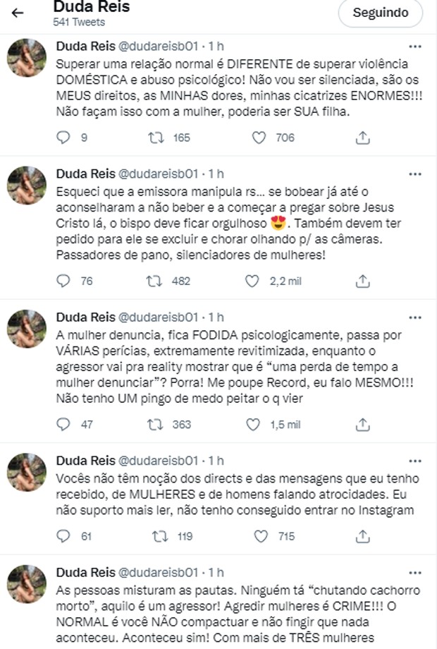 Duda Reis desabafa sobre Nego do Borel em A Fazenda (Foto: Reprodução/Twitter)