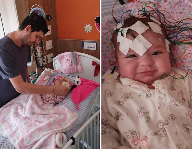 Rafael com a filha no hospital (Foto: Arquivo pessoal)