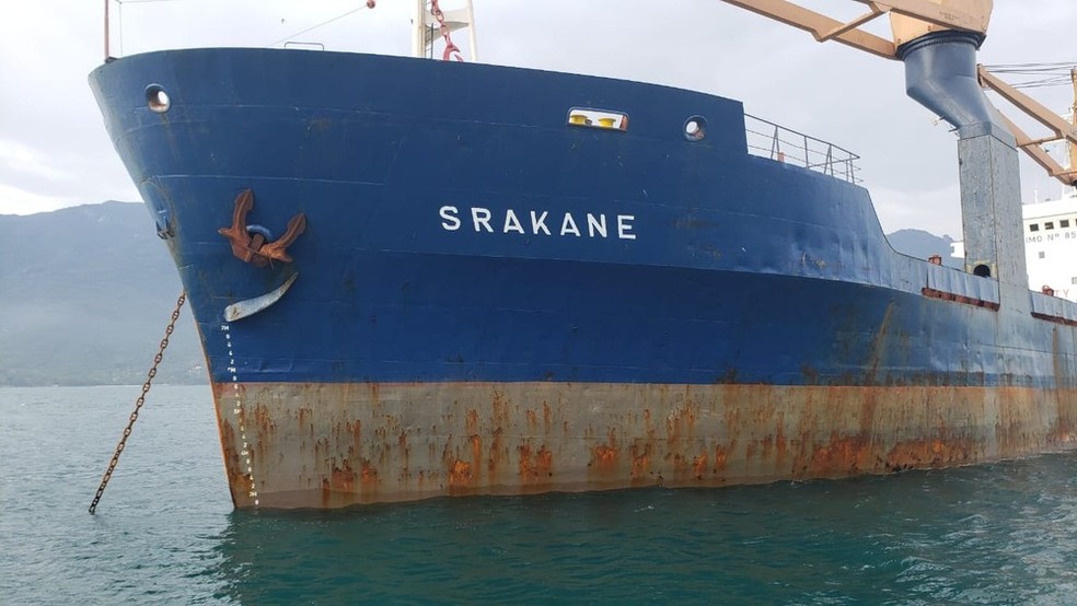 Tripulantes de navio Srakane estavam sem água potável e alimento no Porto de Santos, SP — Foto: Divulgação/Inspeção do Trabalho