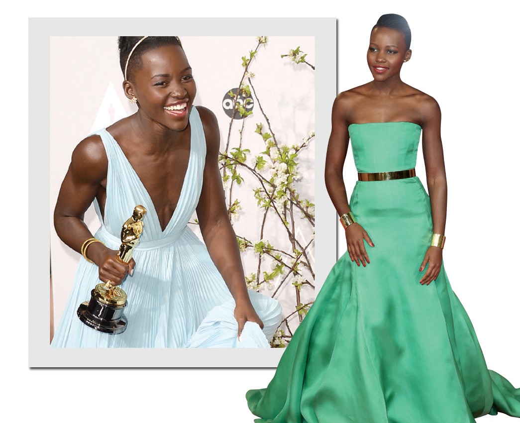 Em 2014, Lupita veste Prada no Oscar, e Dior, no Bafta.  (Foto: Divulgação)