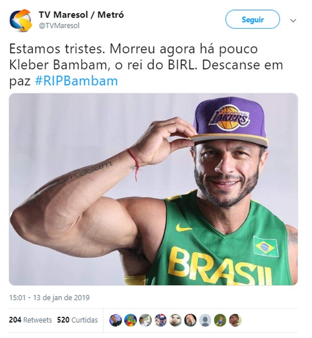 Kléber Bambam  é alvo de morte falsa na web (Foto: Reprodução/Twitter)