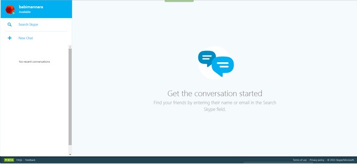 Interface do Skype web com contatos na lateral (Foto: Reprodu??o/Barbara Mannara)