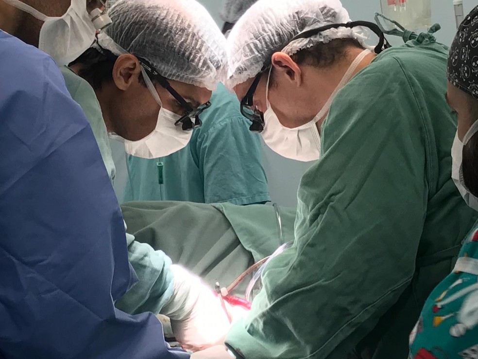 Cirurgia em hospital do interior de SP — Foto: Hospital das Clínicas de Botucatu/Divulgação