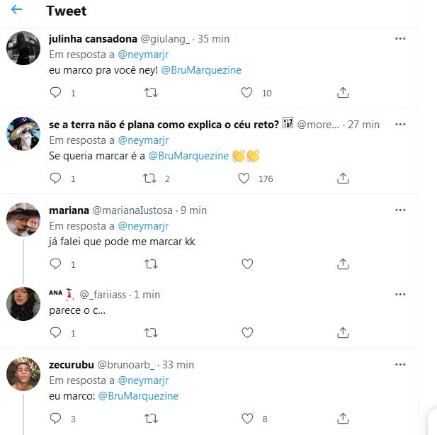 Respostas ao post de Neymar (Foto: Reprodução/Twitter)