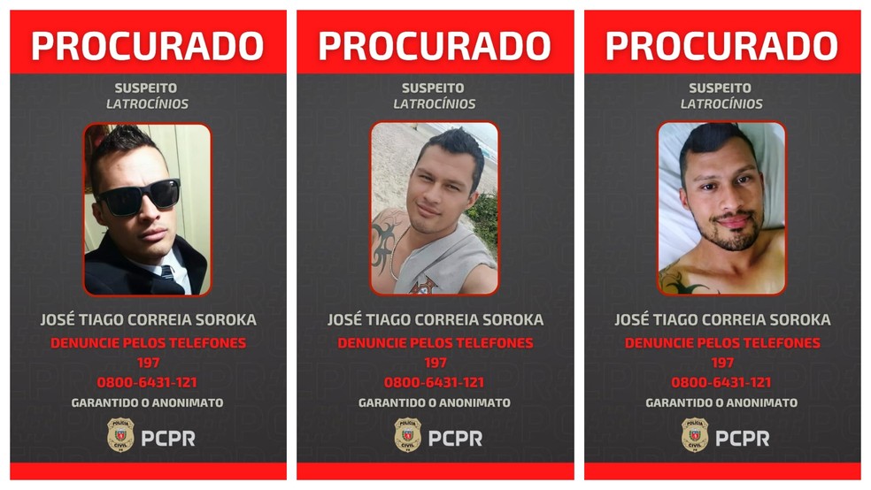 Polícia Civil divulgou cartazes com foto do suspeito — Foto: Polícia Civil