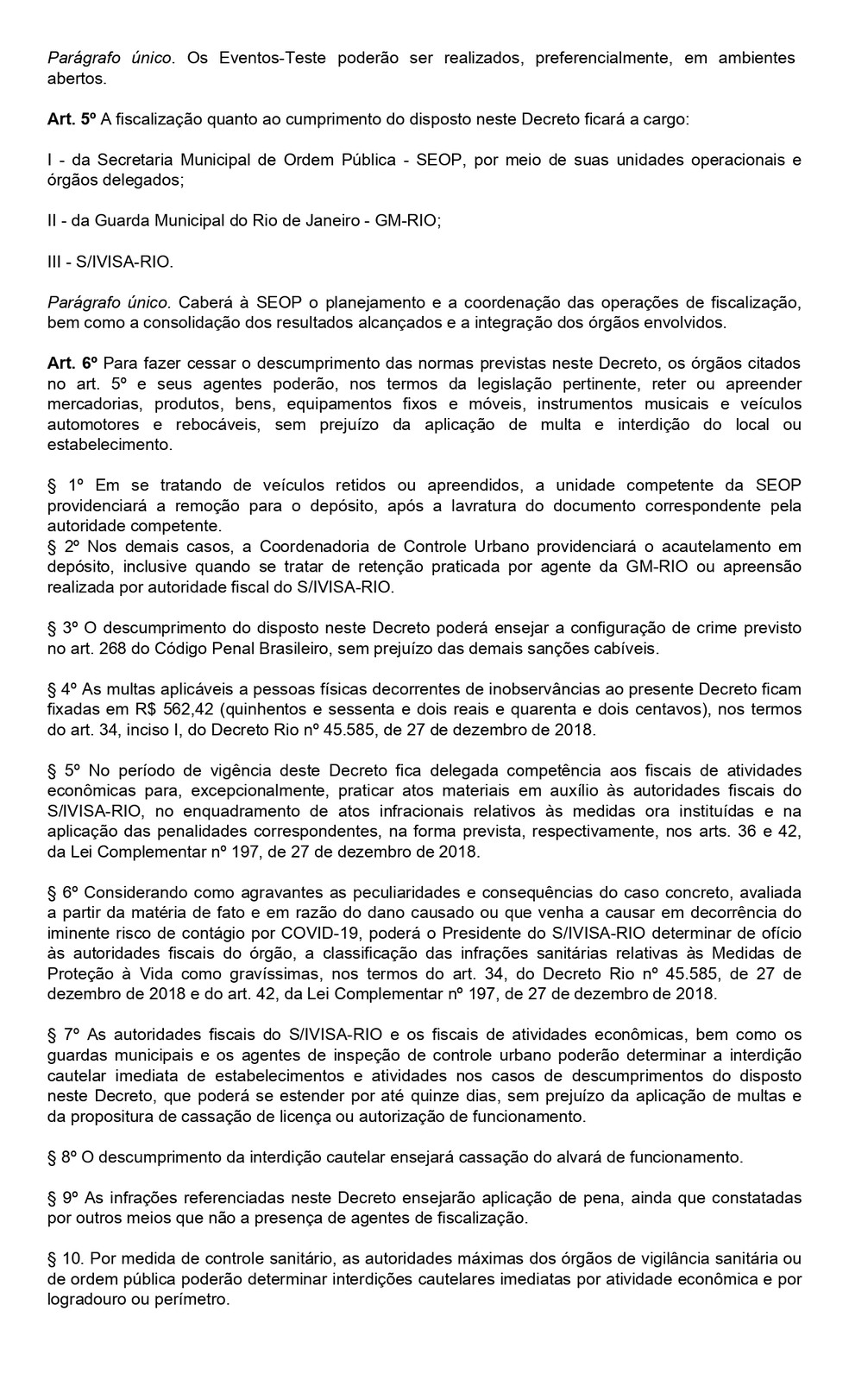 Decreto Prefeitura 2 — Foto: Reprodução