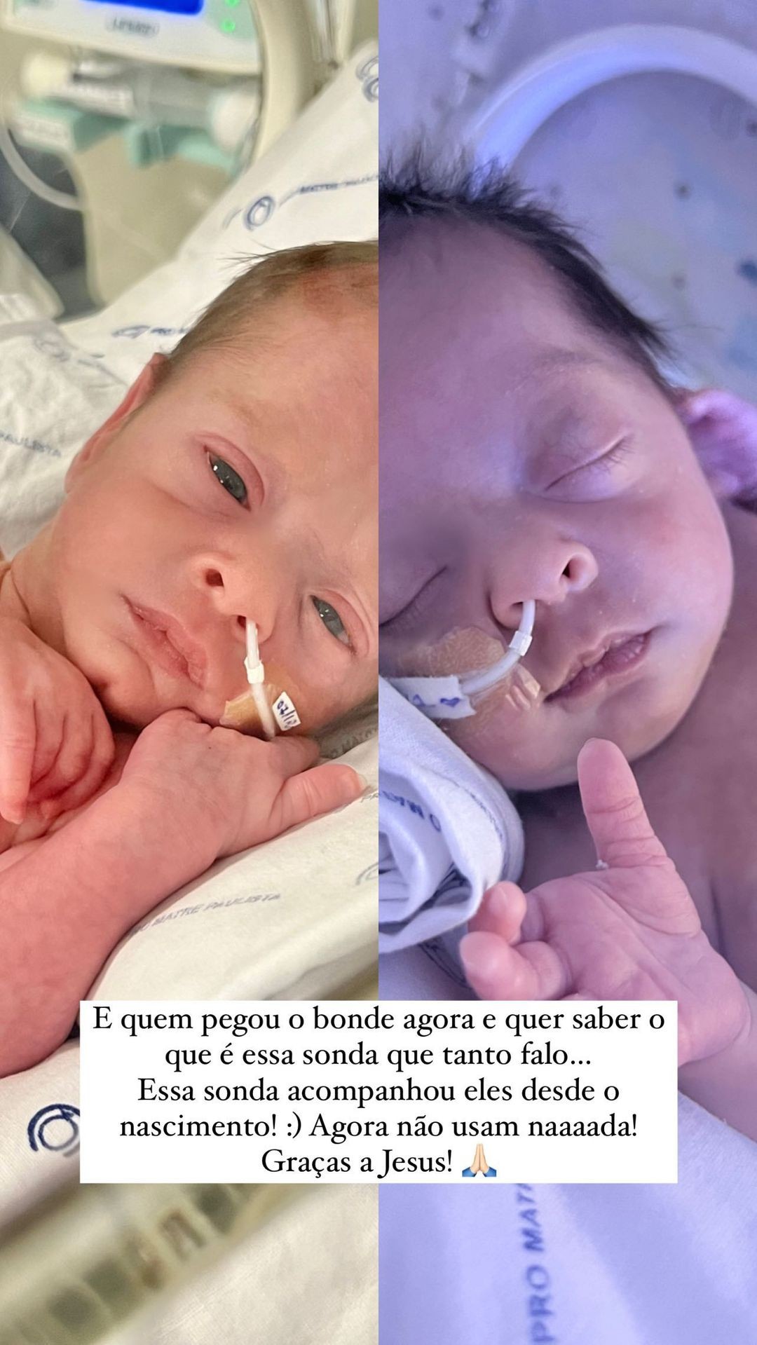 Camila Monteiro se emociona ao ver filhos prematuros sem sonda (Foto: Reprodução/Instagram)