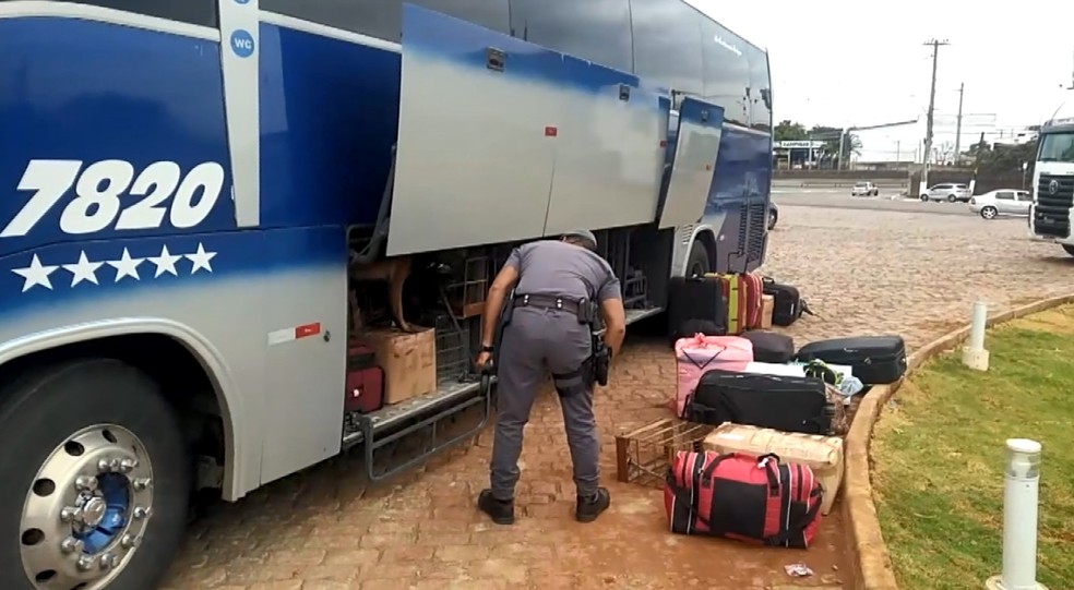 ANTT e Polícia Militar apreenderam ônibus clandestinos na Anhanguera em Campinas — Foto: Reprodução/EPTV