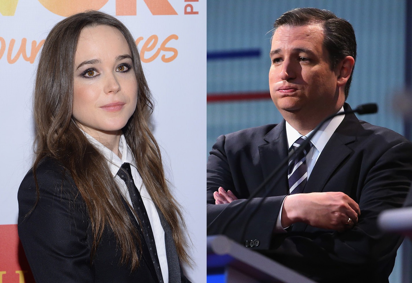 Ellen Page e Ted Cruz (Foto: Getty Images)