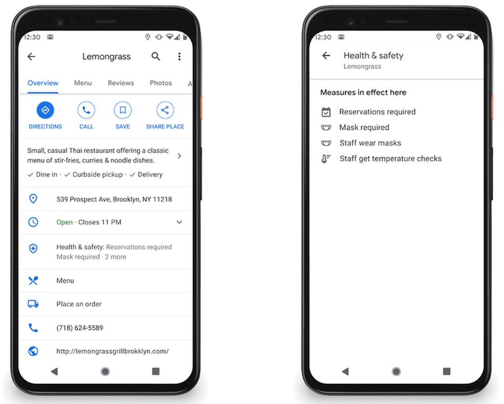 Google Maps avisa em tempo real como está a lotação dos estabelecimentos e medidas de segurança — Foto: Divulgação/Google