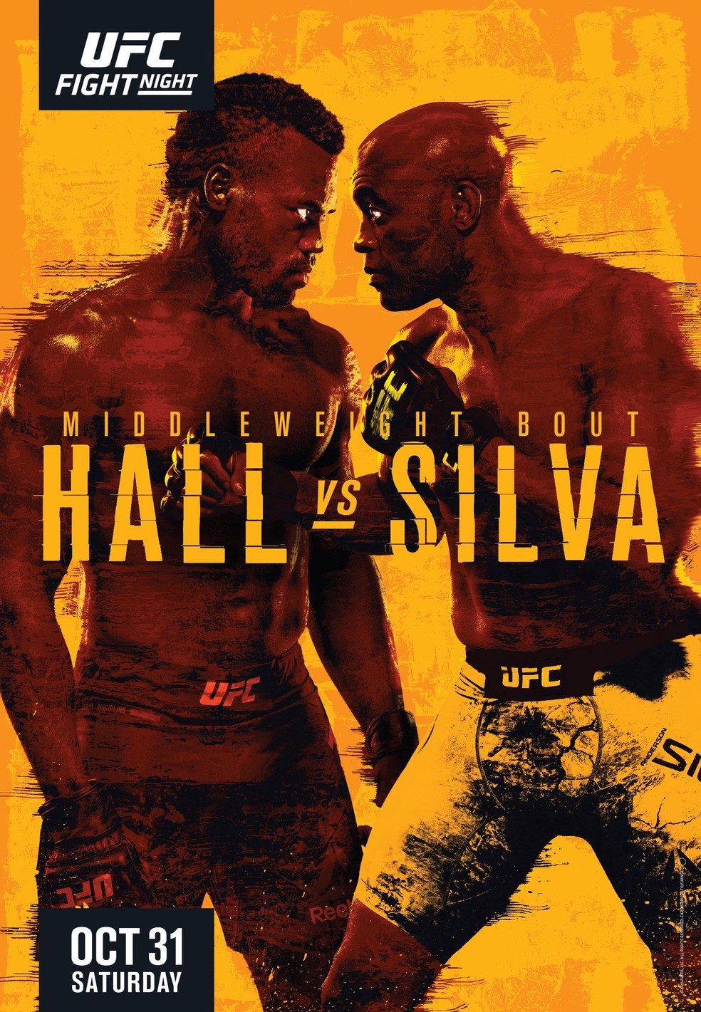 Pôster oficial do UFC Silva x Hall, que acontece em Las Vegas no dia 31 de outubro — Foto: Divulgação