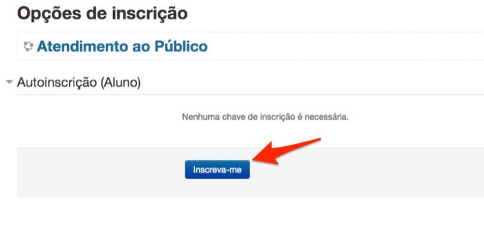 Ação para se inscrever em um curso online do site da Câmara dos Deputados Federais — Foto: Reprodução/Marvin Costa