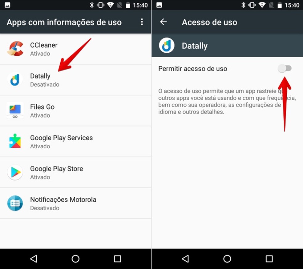 Permita que o app acesse as informa&ccedil;&otilde;es de uso do seu celular (Foto: Reprodu&ccedil;&atilde;o/Helito Bijora)