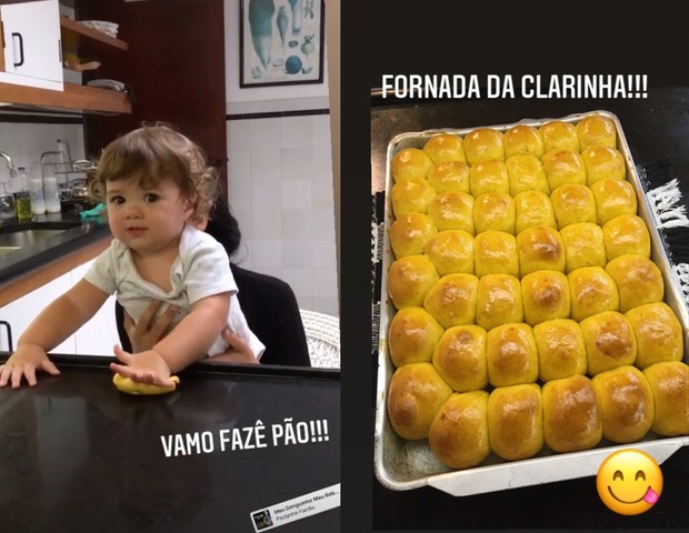 Clara Maria prepara pão ao lado do avô, João Vitti (Foto: reprodução/Instagram)