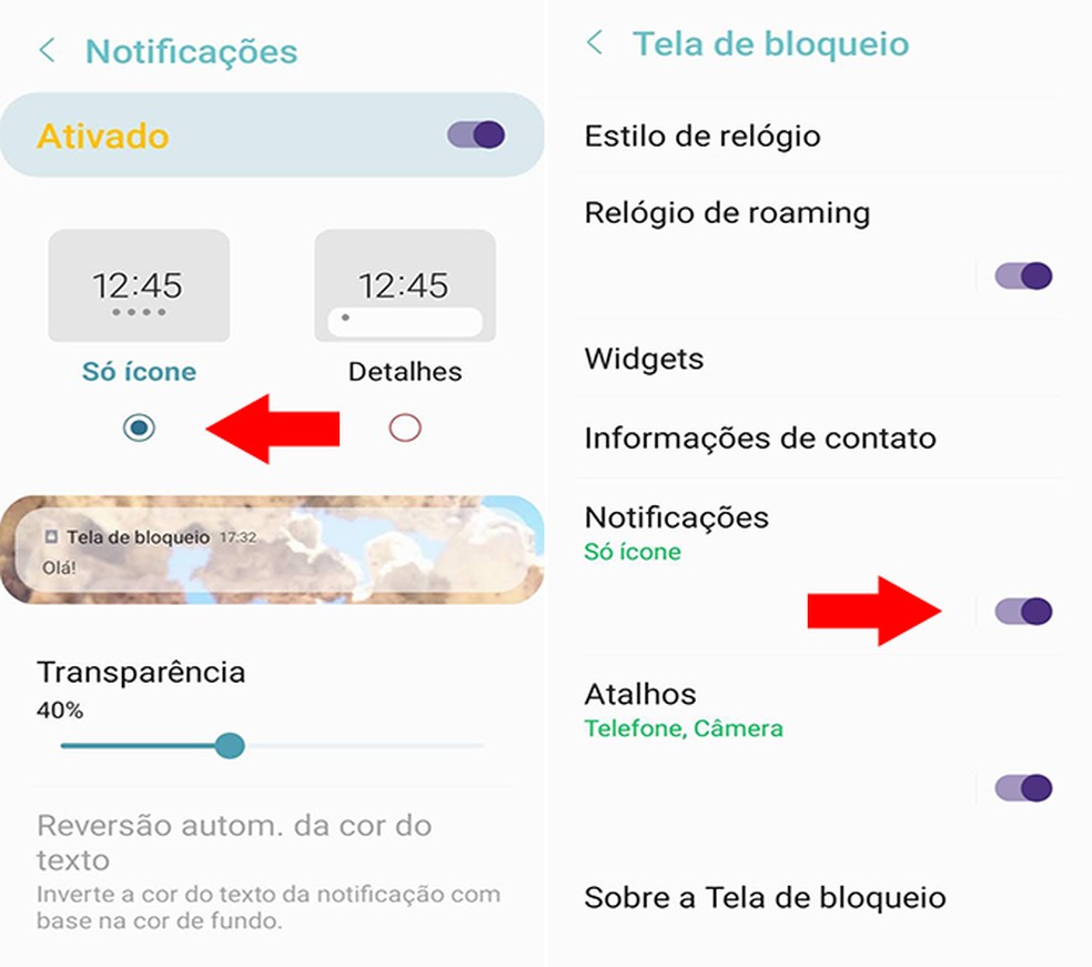 Esconder o conteúdo das notificações na tela de bloqueio ajuda a ter mais privacidade — Foto: Reprodução/Flávia Fernandes