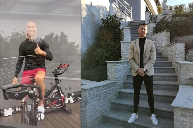 Com Covid-19, Cristiano Ronaldo se exercita em mansão de 805 m² na Itália (Foto: Reprodução/Instagram @cristiano)
