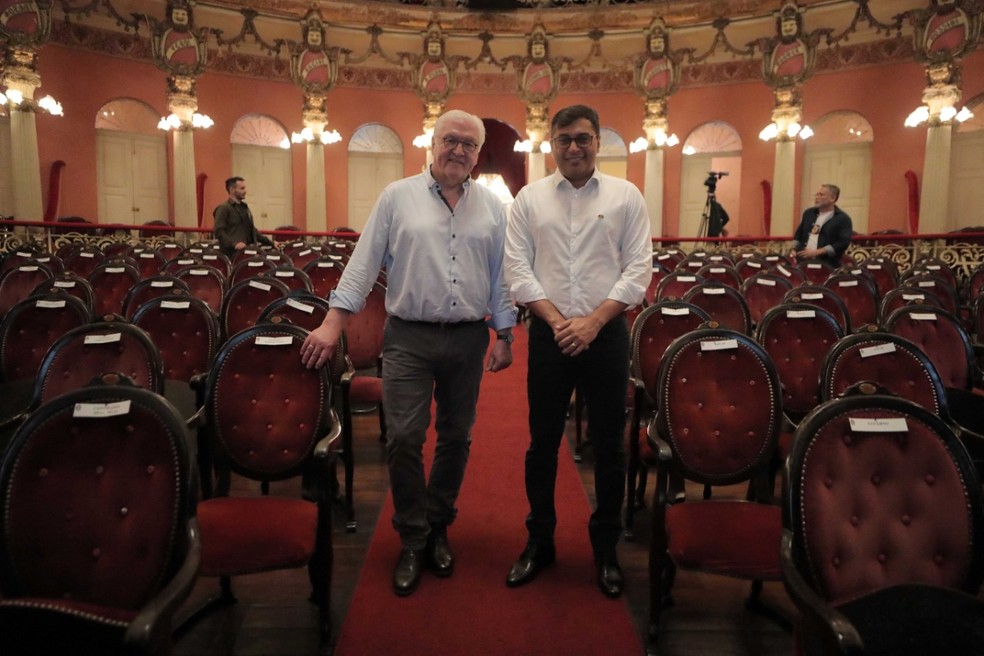 Presidente alemão Frank-Walter Steinmeier e o governador Wilson Lima. — Foto: Diego Peres/Secom.