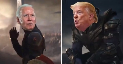 A paródia de Vingadores com Trump, Biden e seus aliados democratas (Foto: Reprodução/Twitter)