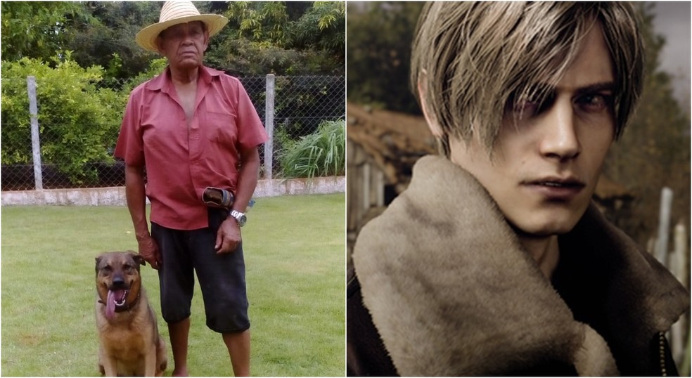 Luís adotou o cachorro em 2016 e o apelidou de 'Leon' em homenagem ao jogo favorito — Foto: Aloísio da Silva/Arquivo pessoal/ Capcom/Reprodução