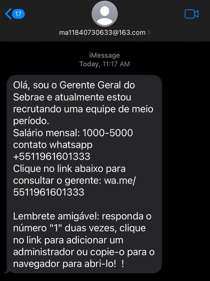 Sebrae Piauí alerta que mensagem sobre vagas de emprego é golpe