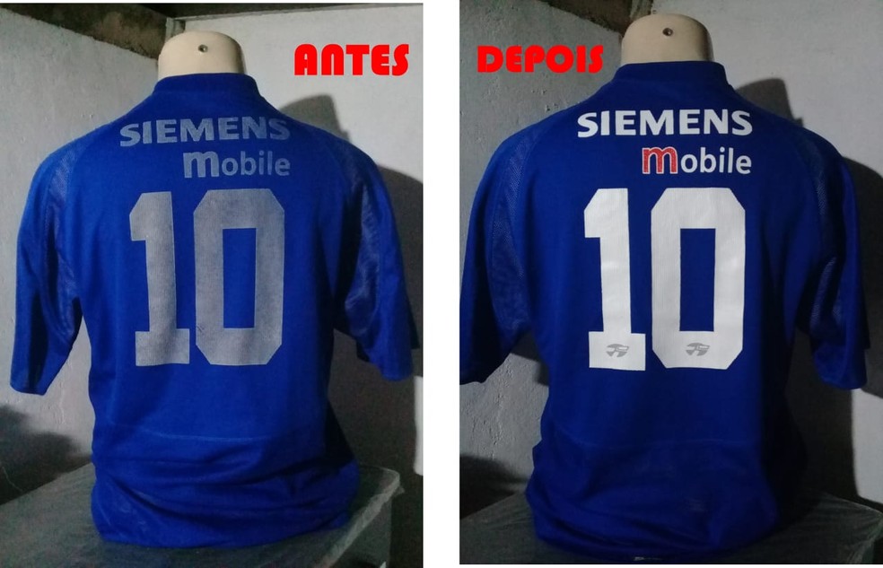 Camisa restaurada do Cruzeiro — Foto: Clodoaldo dos Santos/Arquivo pessoal