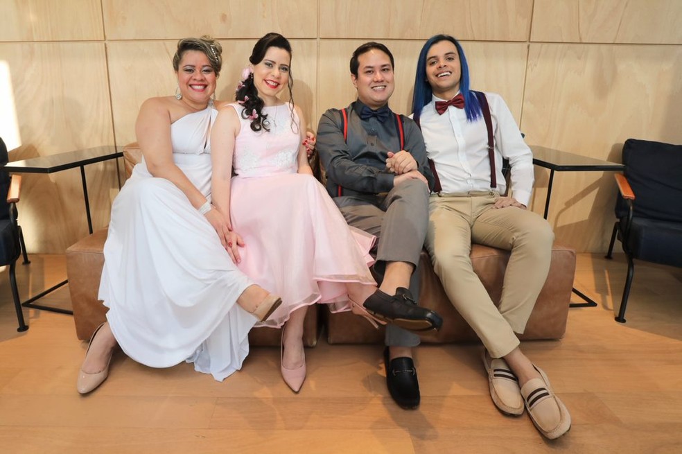 Da esquerda para a direita: Melina do Nascimento, Roseli Tanajura, Gabriel Utiyama e Filipe Rezende.  — Foto: Celso Tavares/G1
