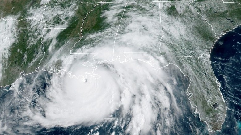 Imagem de satélite mostra o furacão ida no Golfo do México e se aproximando da costa de Louisiana (Foto: NOAA/Handout via REUTERS)