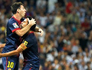 Messi e Xavi, Real Madrid x Barcelona (Foto: Agência AP)