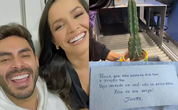 Juliette presenteia Rodolffo com cacto e bilhete (Foto: Reprodução/Instagram)