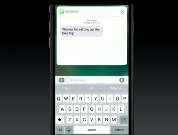 iOS 10 pode exibir conversas inteiras na tela de bloqueio (Foto: Reprodução/Apple)
