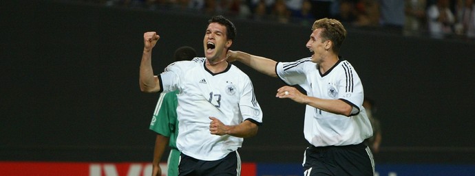 Ballack e Klose da Alemanha na Copa de 2002 (Foto: Getty Images)